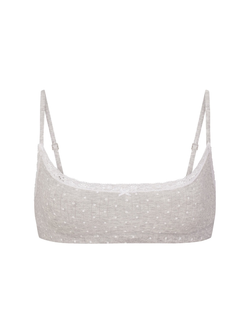 SKIMS LIGHTWEIGHT COTTON POINTELLE SCOOP
BRALETTE in Light Heather Grey Pin Dot - Picture 5 of 5